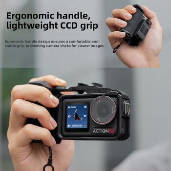 Странична дръжка за DJI Action 3/4/5 Pro със бутон за затвора — Zhonix ZH0035, материал PC + силиконов гел, съвместимост: Action 3/4/5 Pro