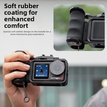 Странична дръжка за DJI Action 3/4/5 Pro със бутон за затвора — Zhonix ZH0035, материал PC + силиконов гел, съвместимост: Action 3/4/5 Pro