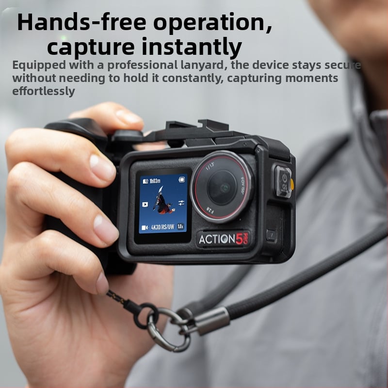 Странична дръжка за DJI Action 3/4/5 Pro със бутон за затвора — Zhonix ZH0035, материал PC + силиконов гел, съвместимост: Action 3/4/5 Pro