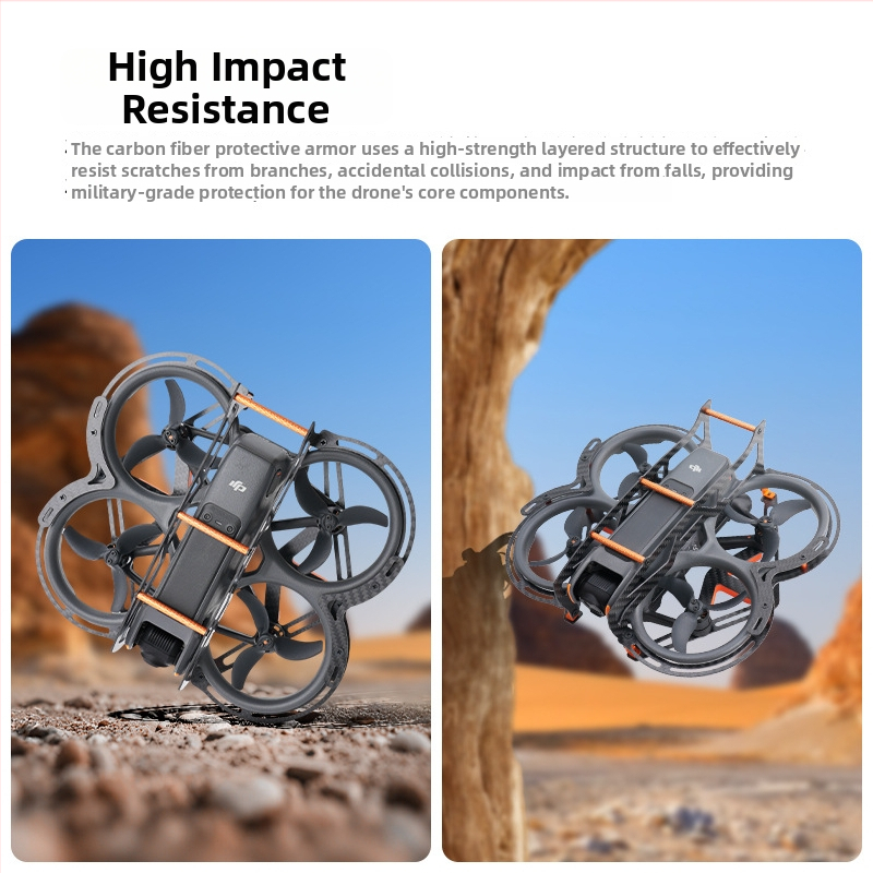 DJI Avata2 szénszálas védőburkolat, alumínium ötvözetes megerősítéssel, Modell 1484200, Kompatibilis: DJI Avata2, Logó nyomtatva