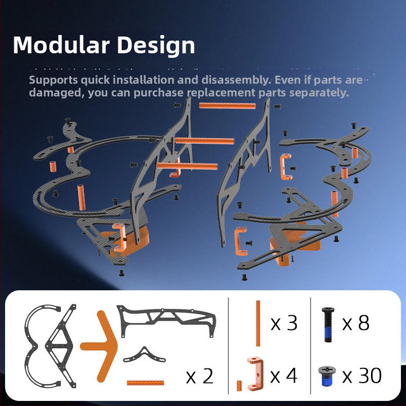 DJI Avata2 szénszálas védőburkolat, alumínium ötvözetes megerősítéssel, Modell 1484200, Kompatibilis: DJI Avata2, Logó nyomtatva