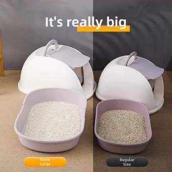 Cutie închisă pentru nisip de pisici, pentru pisici mari, cu capac frontal rabatabil, reduce stropirea, design din plastic portabil