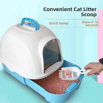 Cutie închisă pentru nisip de pisici, pentru pisici mari, cu capac frontal rabatabil, reduce stropirea, design din plastic portabil