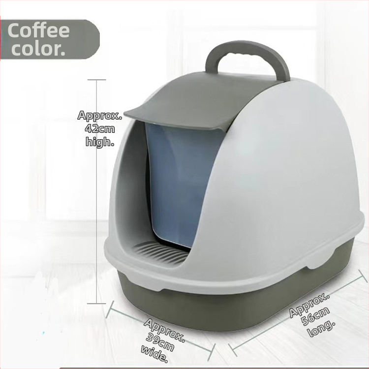 Cutie închisă pentru nisip de pisici, pentru pisici mari, cu capac frontal rabatabil, reduce stropirea, design din plastic portabil