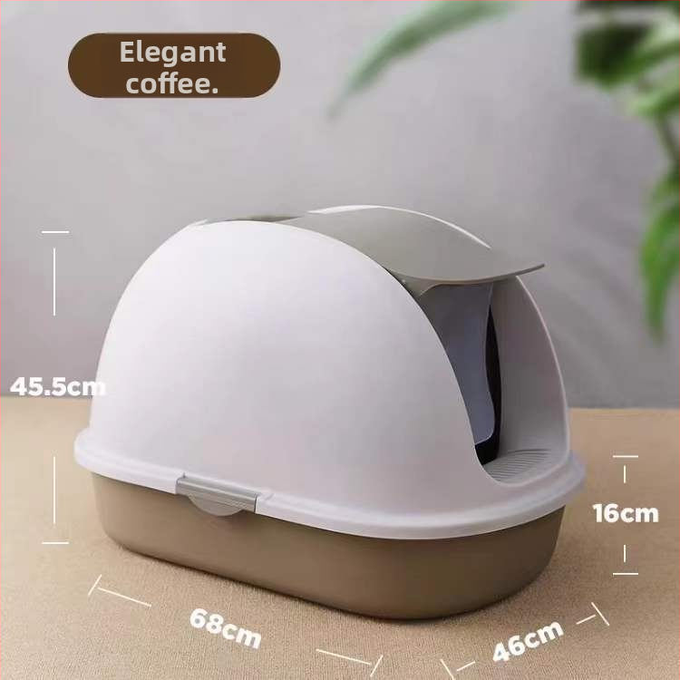 Cutie închisă pentru nisip de pisici, pentru pisici mari, cu capac frontal rabatabil, reduce stropirea, design din plastic portabil