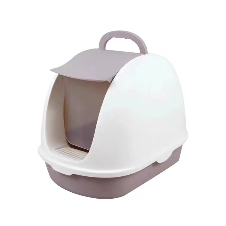 Cutie închisă pentru nisip de pisici, pentru pisici mari, cu capac frontal rabatabil, reduce stropirea, design din plastic portabil