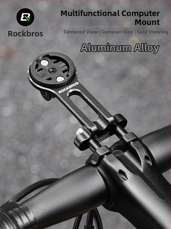 ROCKBROS Suport extins pentru bicicletă pentru computer de ciclism, montură pentru lanternă și bază pentru cameră de acțiune – aliaj de aluminiu AL6061