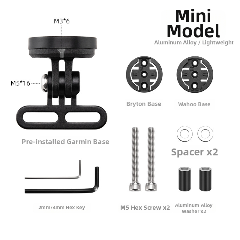 ROCKBROS Suport extins pentru bicicletă pentru computer de ciclism, montură pentru lanternă și bază pentru cameră de acțiune – aliaj de aluminiu AL6061
