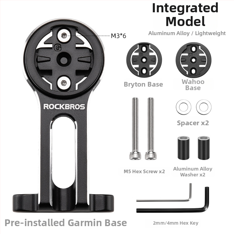 ROCKBROS Suport extins pentru bicicletă pentru computer de ciclism, montură pentru lanternă și bază pentru cameră de acțiune – aliaj de aluminiu AL6061