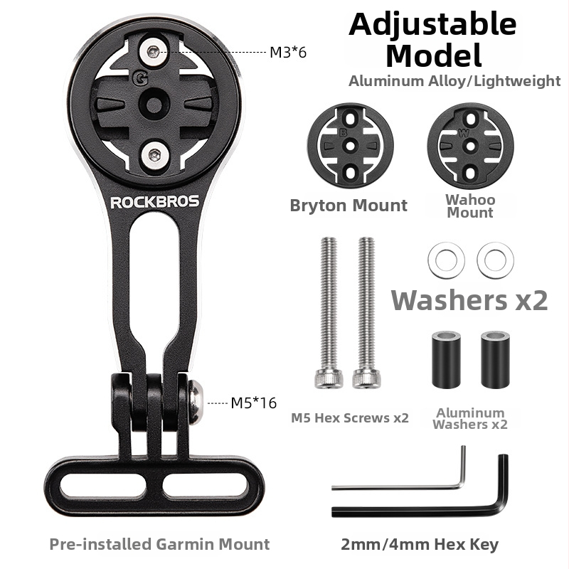 ROCKBROS Suport extins pentru bicicletă pentru computer de ciclism, montură pentru lanternă și bază pentru cameră de acțiune – aliaj de aluminiu AL6061
