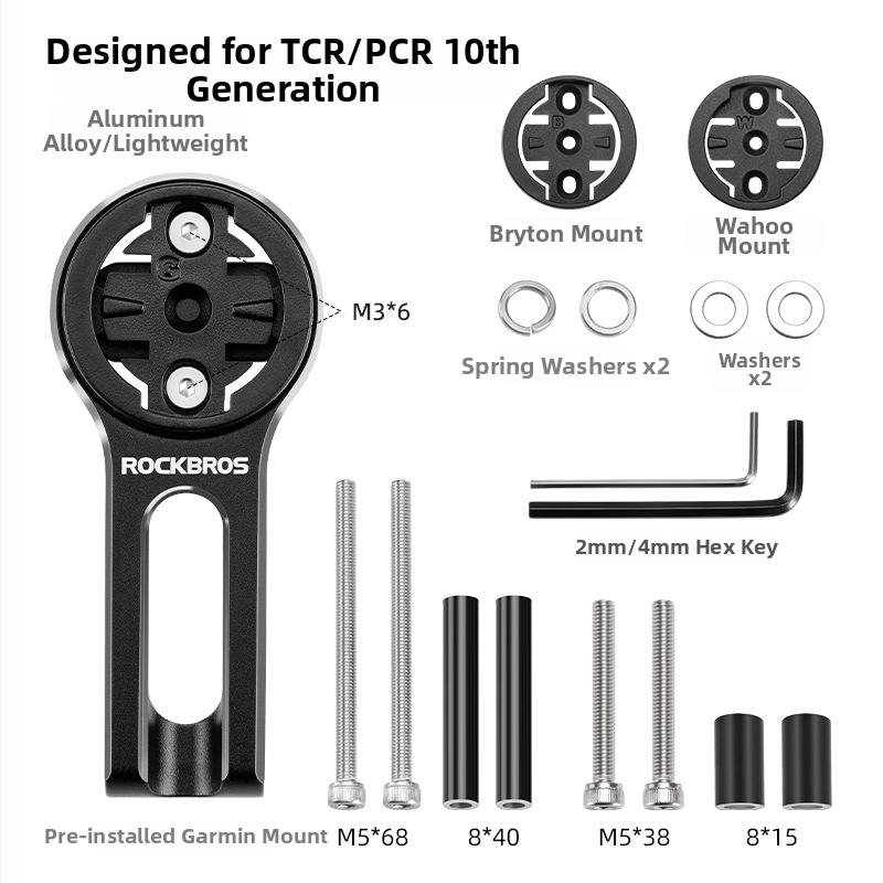ROCKBROS Suport extins pentru bicicletă pentru computer de ciclism, montură pentru lanternă și bază pentru cameră de acțiune – aliaj de aluminiu AL6061