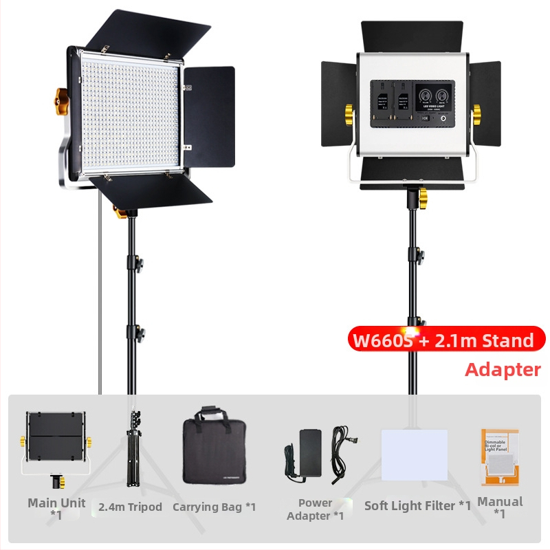W660S Profesionálna LED lampa na fotografiu pre vnútorné/vonkajšie natáčanie — 40W, 14.8V, 3200–6500K ±200K, stmievateľná, nastavenie farby, kompatibilné s batériami F550/F750/F970 s adapterom