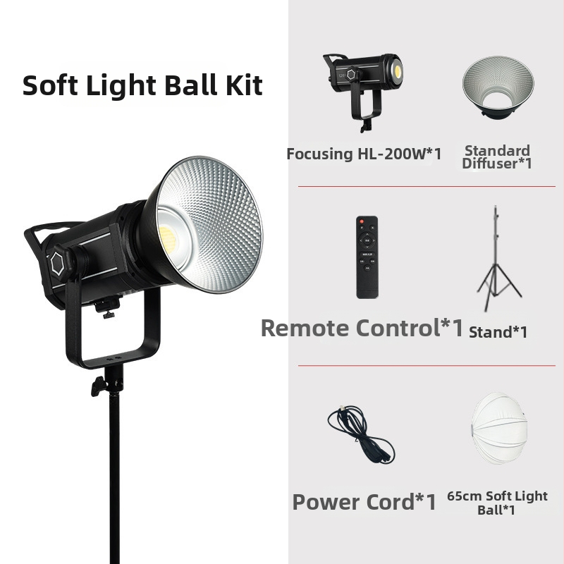 200W COB profesionálne svetlo na fotografovanie, stmievateľné, 2700–6500K, 110–265V, objímka E27