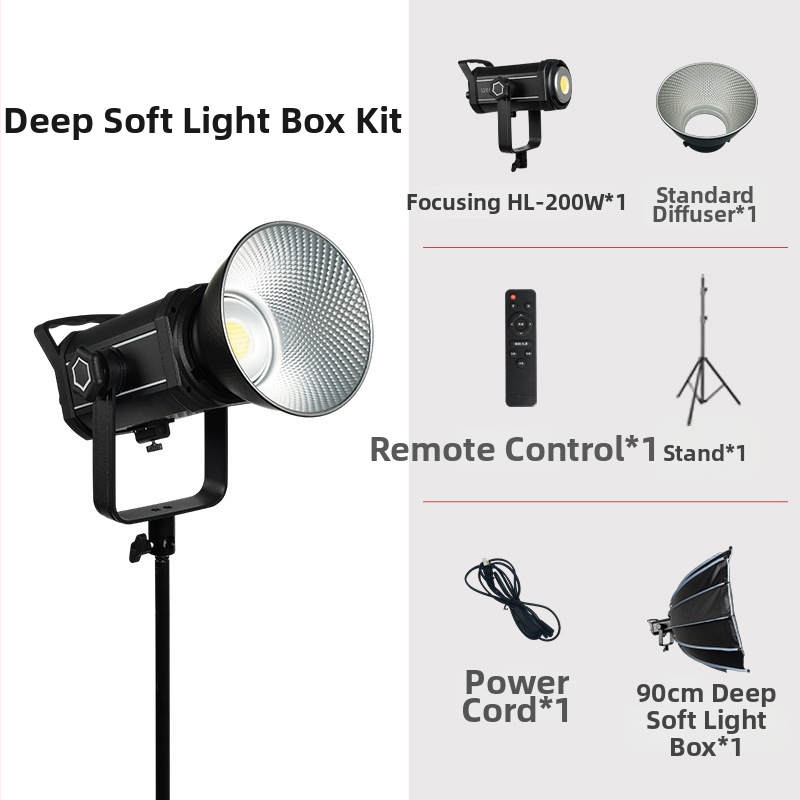 200W COB profesionálne svetlo na fotografovanie, stmievateľné, 2700–6500K, 110–265V, objímka E27