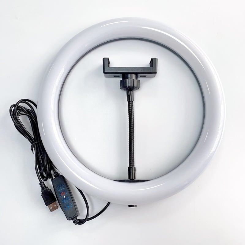 Lumină pentru emisiuni live pe telefon cu suport de birou — Lampa selfie, 12W, 3V, reglaj în mai multe trepte