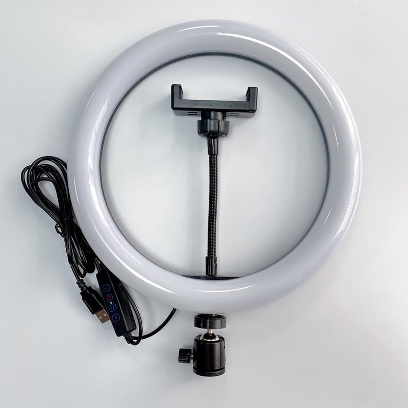 Lumină pentru emisiuni live pe telefon cu suport de birou — Lampa selfie, 12W, 3V, reglaj în mai multe trepte