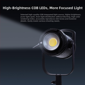 Profesionálne osvetlenie pre fotografovanie, COB LED 300W, 220V, 3 teploty farieb, stmievateľná jasnosť a nastaviteľná farba, dosah 30 m