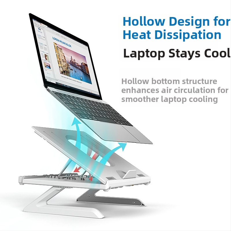 Универсална поставка за лаптоп с повдигащ дизайн, материал: инженерни пластмаси и хардуер, тегло 970 г, съвместима с лаптопи, мобилни телефони и таблети