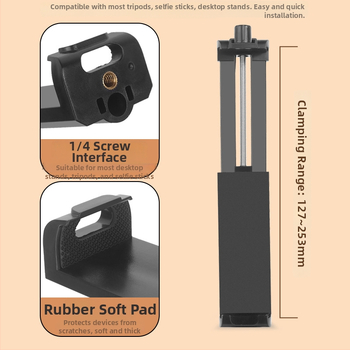 Suport pentru tabletă cu cap de clips pentru telefon și proiector, pliabil, bază de montaj 1/4 inch