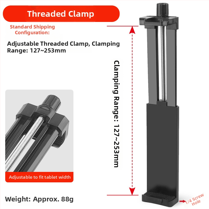 Suport pentru tabletă cu cap de clips pentru telefon și proiector, pliabil, bază de montaj 1/4 inch