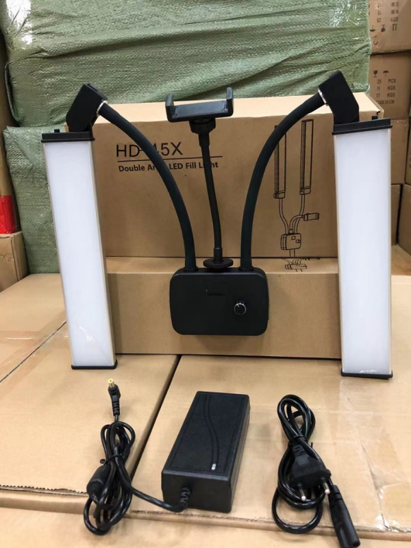 LED подсветка за снимане с двойна рамена — цифров дисплей, сгъваема, регулируема цветова температура 2500–9900K, напрежение 110–240V