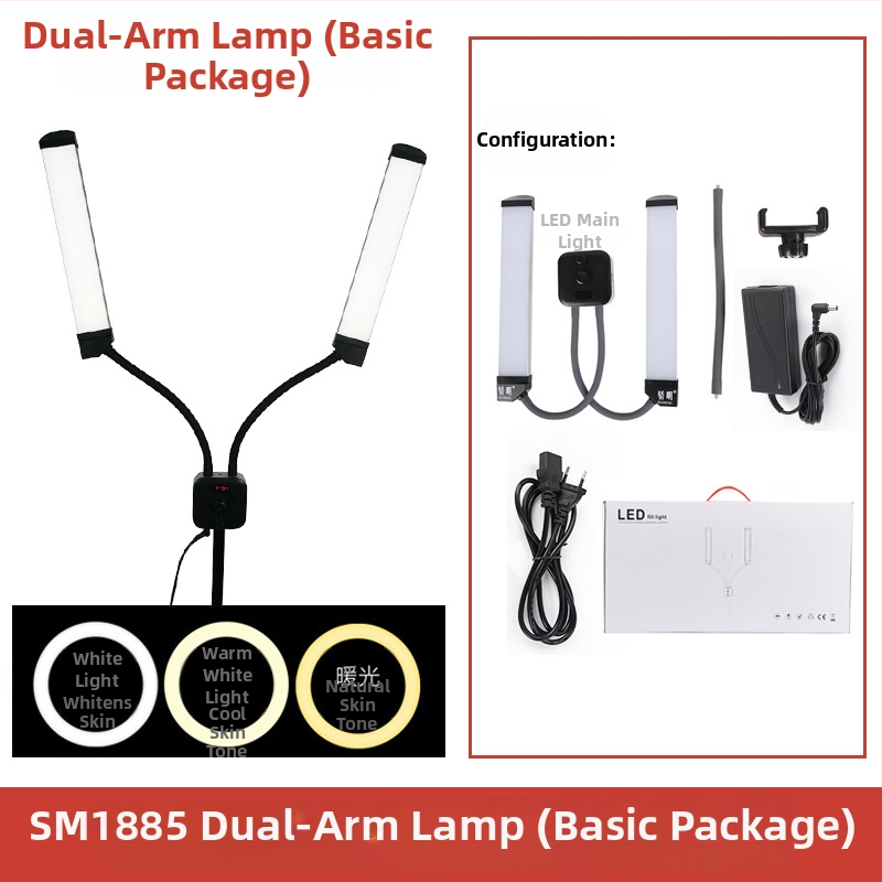Obdĺžnikové svetlo s dvoma ramenami pre fotografovanie a selfie – 110–220V, 3000–6000K, stmievateľné a farebne nastaviteľné