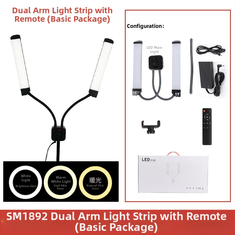 Obdĺžnikové svetlo s dvoma ramenami pre fotografovanie a selfie – 110–220V, 3000–6000K, stmievateľné a farebne nastaviteľné