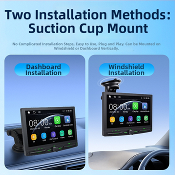 Ecran portabil wireless CarPlay, cu înregistrare auto și navigație la marșarier, model PS7002, display LCD, suport SD card, alimentare prin brichetă