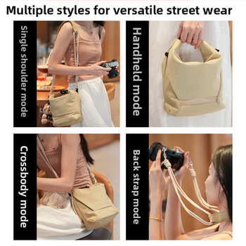 Pečių krepšys fotoaparatui su paminkštintu vidiniu įdėklu, suderinama su Fuji X-T5/X-S20, Canon mirrorless ir Sony ZV-E10 — miesto minimalistinis fotografijos krepšys