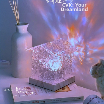 Kristāla istabas nakts gaisma ar rotējošu ūdens viļņu efektu, romantisks atmosfēras apgaismojums fotogrāfijām, USB barošana, 5V, bez viedās kontroles