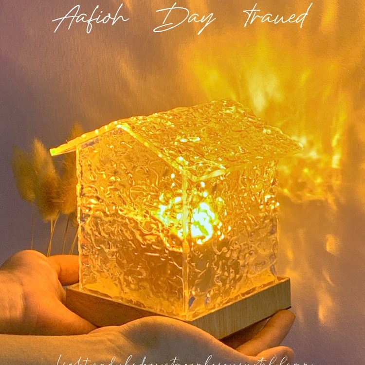 Kristāla istabas nakts gaisma ar rotējošu ūdens viļņu efektu, romantisks atmosfēras apgaismojums fotogrāfijām, USB barošana, 5V, bez viedās kontroles