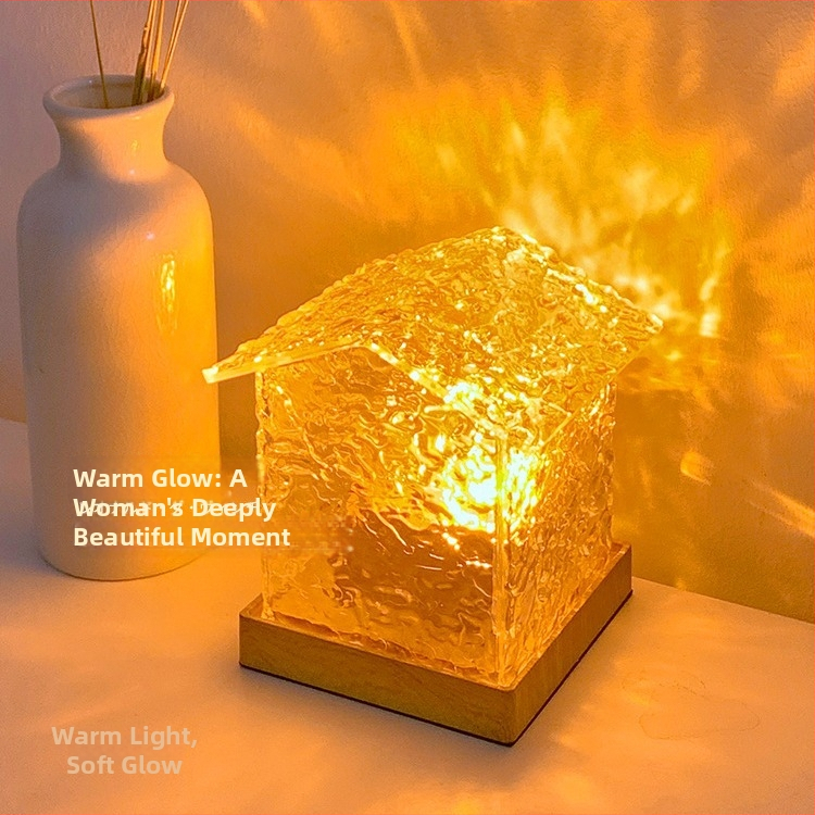 Kristāla istabas nakts gaisma ar rotējošu ūdens viļņu efektu, romantisks atmosfēras apgaismojums fotogrāfijām, USB barošana, 5V, bez viedās kontroles