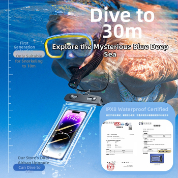 Vodootporna torbica za telefon za plažu s HD dodirnim zaslonom — kompatibilno s telefonima do 7,2 inča, plastično vodootporno kućište, moguć prilagođeni logotip, za plivanje, ronjenje i raftanje