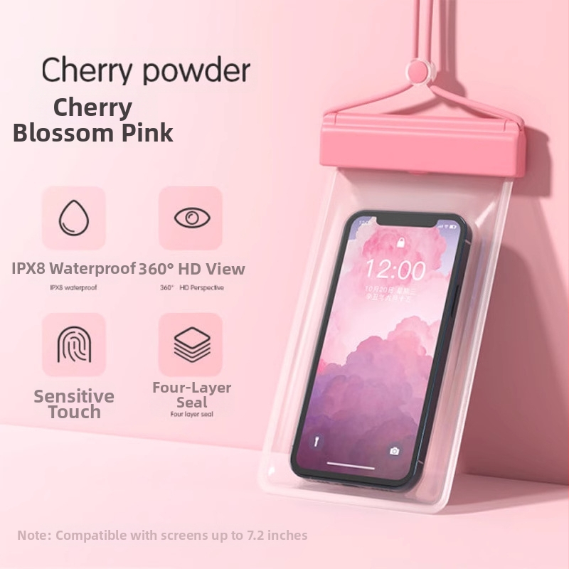 Vodootporna torbica za telefon za plažu s HD dodirnim zaslonom — kompatibilno s telefonima do 7,2 inča, plastično vodootporno kućište, moguć prilagođeni logotip, za plivanje, ronjenje i raftanje