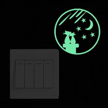 Δημιουργικά αυτοκόλλητα τοίχου με κινούμενα σχέδια που φωσφορίζουν στο σκοτάδι με νεράιδες, αστέρια και γάτες. Αυτοκόλλητα διακοσμητικά αυτοκόλλητα για παιδικά δωμάτια.