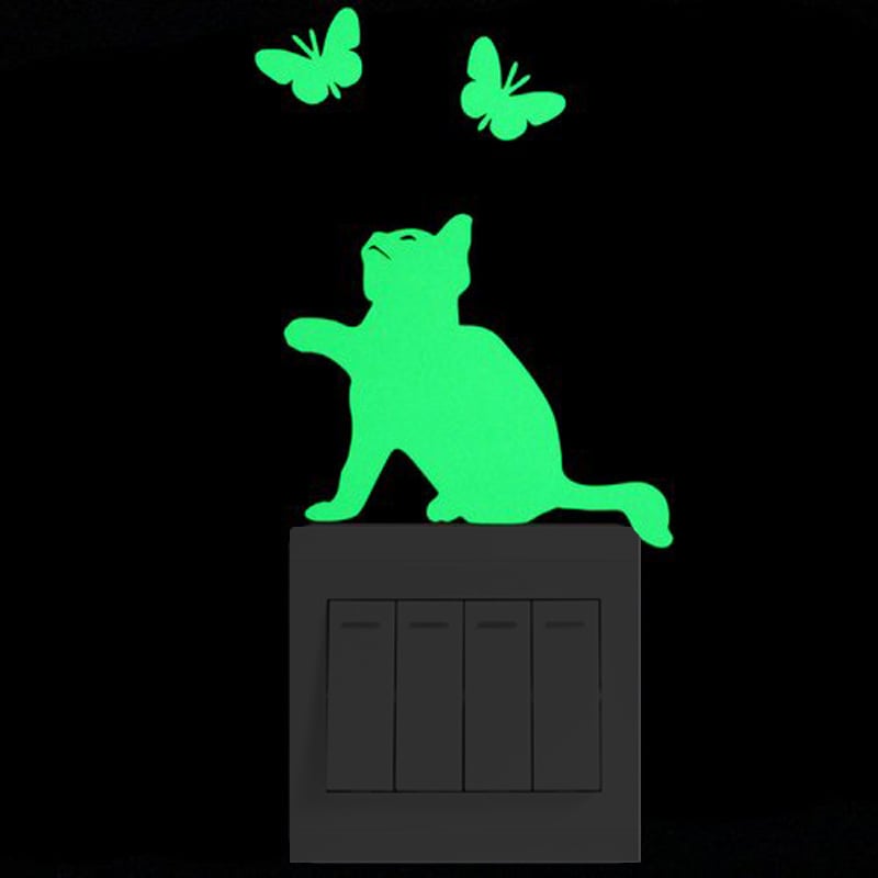 Δημιουργικά αυτοκόλλητα τοίχου με κινούμενα σχέδια που φωσφορίζουν στο σκοτάδι με νεράιδες, αστέρια και γάτες. Αυτοκόλλητα διακοσμητικά αυτοκόλλητα για παιδικά δωμάτια.