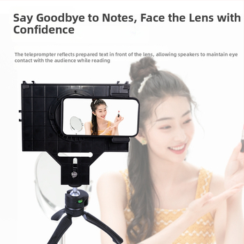 Teleprompter pre mobily a tablety - ABS telo, konštrukcia s pripojením objektívu, nosnosť 2–5 kg, hmotnosť 0,5 kg