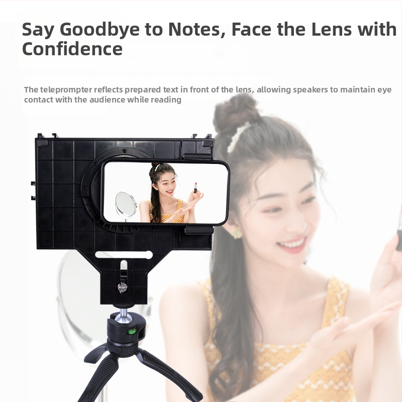 Teleprompter pre mobily a tablety - ABS telo, konštrukcia s pripojením objektívu, nosnosť 2–5 kg, hmotnosť 0,5 kg