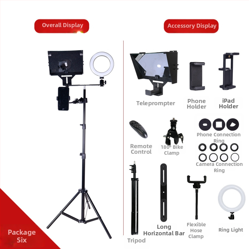 Teleprompter pre mobily a tablety - ABS telo, konštrukcia s pripojením objektívu, nosnosť 2–5 kg, hmotnosť 0,5 kg