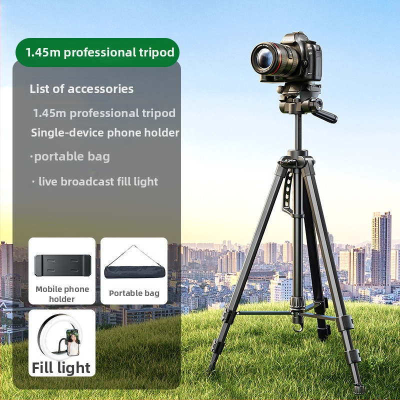 Profesionalni foto-stativ za kameru od aluminija, tri sekcije, 3D gimbal, nosivost 5 kg, ploča brzog otpuštanja, kompatibilan s Canon, Sony i Fuji