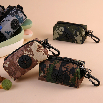 Диспенсър за торбички за кучешки изпражнения с преносим пакет за събиране, дизайн с плосък отвор, обикновена дебелина, висящ аксесоар за разходка