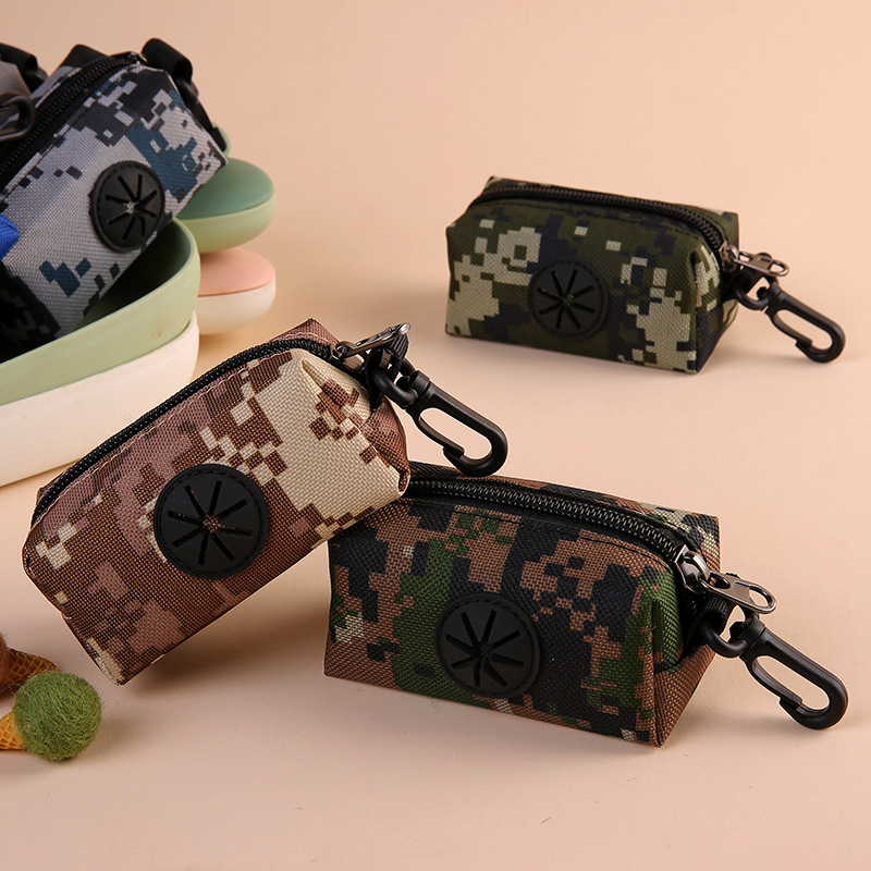 Диспенсър за торбички за кучешки изпражнения с преносим пакет за събиране, дизайн с плосък отвор, обикновена дебелина, висящ аксесоар за разходка