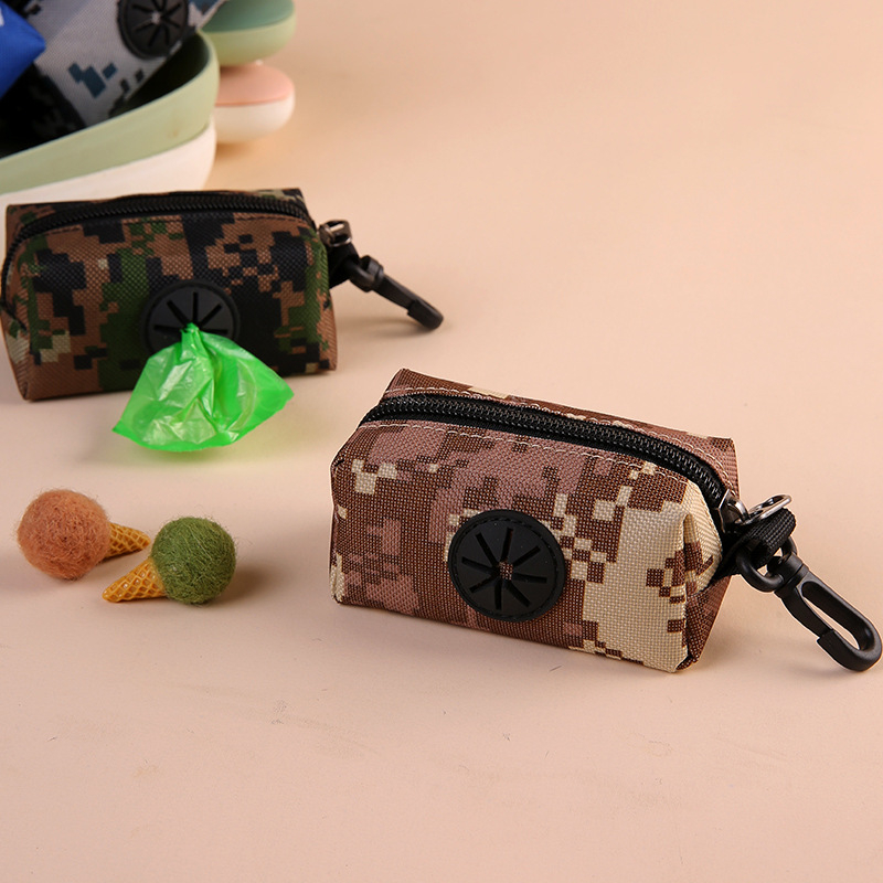 Диспенсър за торбички за кучешки изпражнения с преносим пакет за събиране, дизайн с плосък отвор, обикновена дебелина, висящ аксесоар за разходка