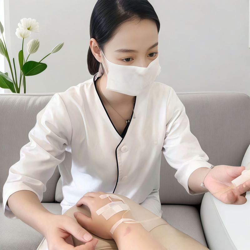 Kozmetický salón plášť pre kozmetičky, rukávy s piatimi štvrtinami, rohaté rukávy, kožušinový golier, antibakteriálna a dekontaminačná funkcia, elastanová tkanina