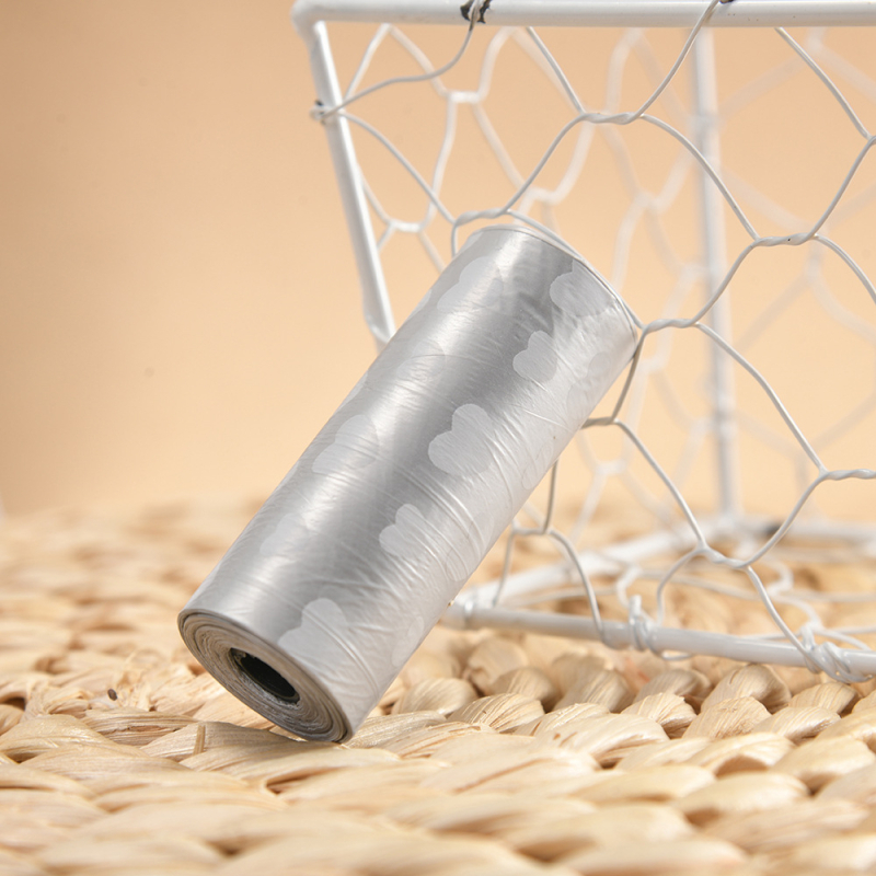 Jiahao saci de gunoi pentru animale de companie, rolă continuă, imprimeu inimă, plastic, o singură folosință, grosime normală