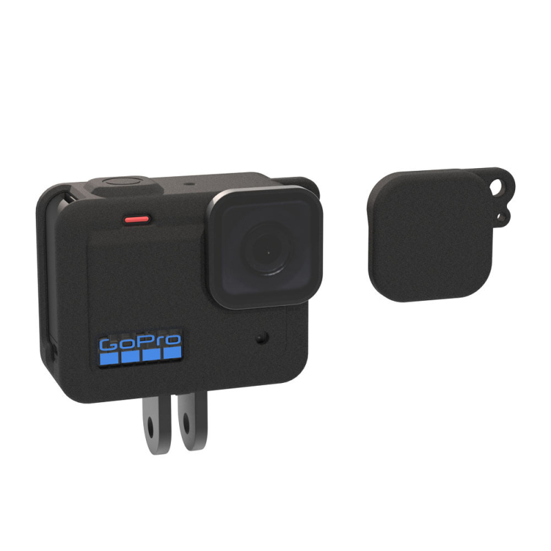 Silikonsko kućište za GoPro Hero Mini 4K – prašini otporno, pad otporno i vodootporno; materijal silikon+ABS; uključuje pokrov objektiva, bočni pokrov, dugačak užad i užad protiv gubitka