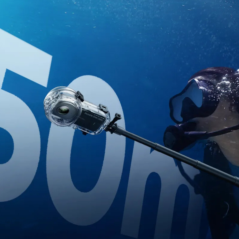 Insta360 X3 невидим водоустойчив корпус – модел OX3-FSK-AY; съвместим с Insta360 X3; Материал: PC + HD оптично стъкло; Без лого