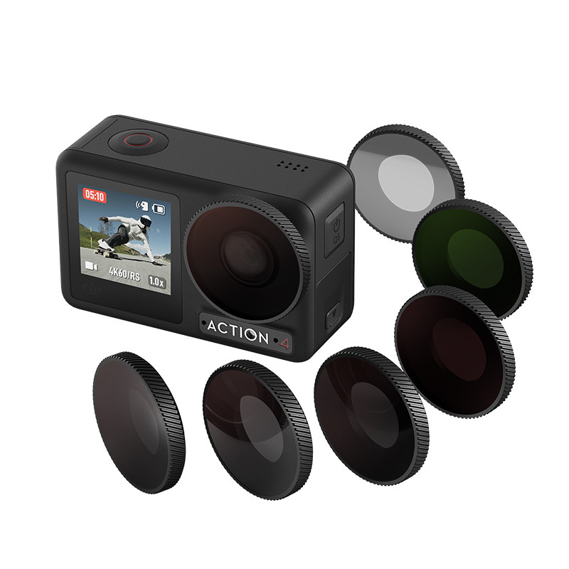Amagisn ND/CPL/UV филтър за DJI Osmo Action 5 Pro / 4 – алуминиева сплав + стъкло; пакетът включва филтър и предпазен калъф