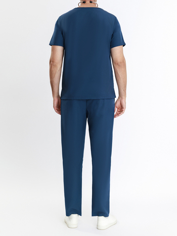 Férfi rövid ujjú munkaruha orvosi/laboratóriumi használatra, lélegző kémiai rost keverékből, 95% poliészter, 2024 nyár