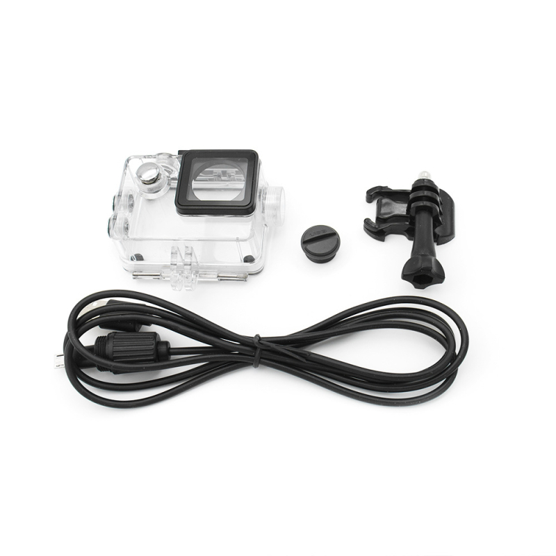 Carcasă impermeabilă SJ4000 Type B pentru cameră de acțiune — încărcare laterală și înregistrare, material ABS, pachetul include carcasa Type B, bază și cablu de date